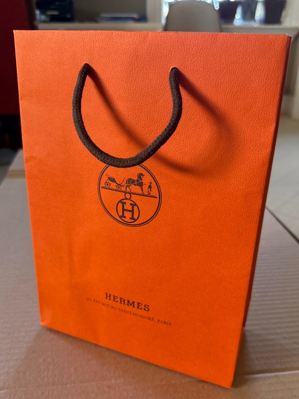 Hermes Empty Orange Shopping Gift Paper Bag Tote Authentic 8.2”×11.3”×3.25"